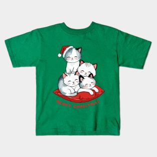 Meowy Christmas Kittens Kids T-Shirt